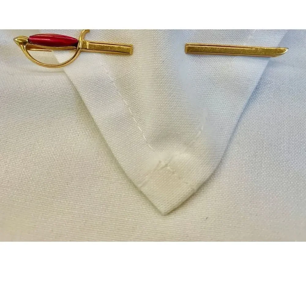 RARE vintage SWORD tie clip / bar RUBY handle hidden clasp